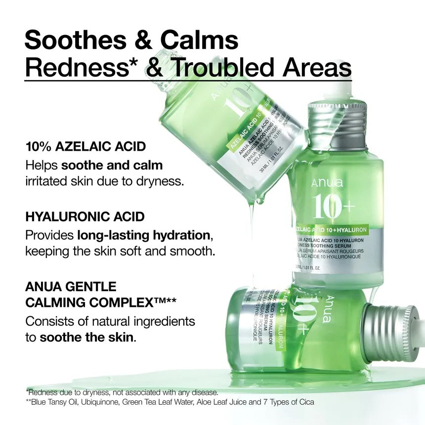 ANUA Azelaic Acid 10 Hyaluron Redness Soothing Serum – 30ml