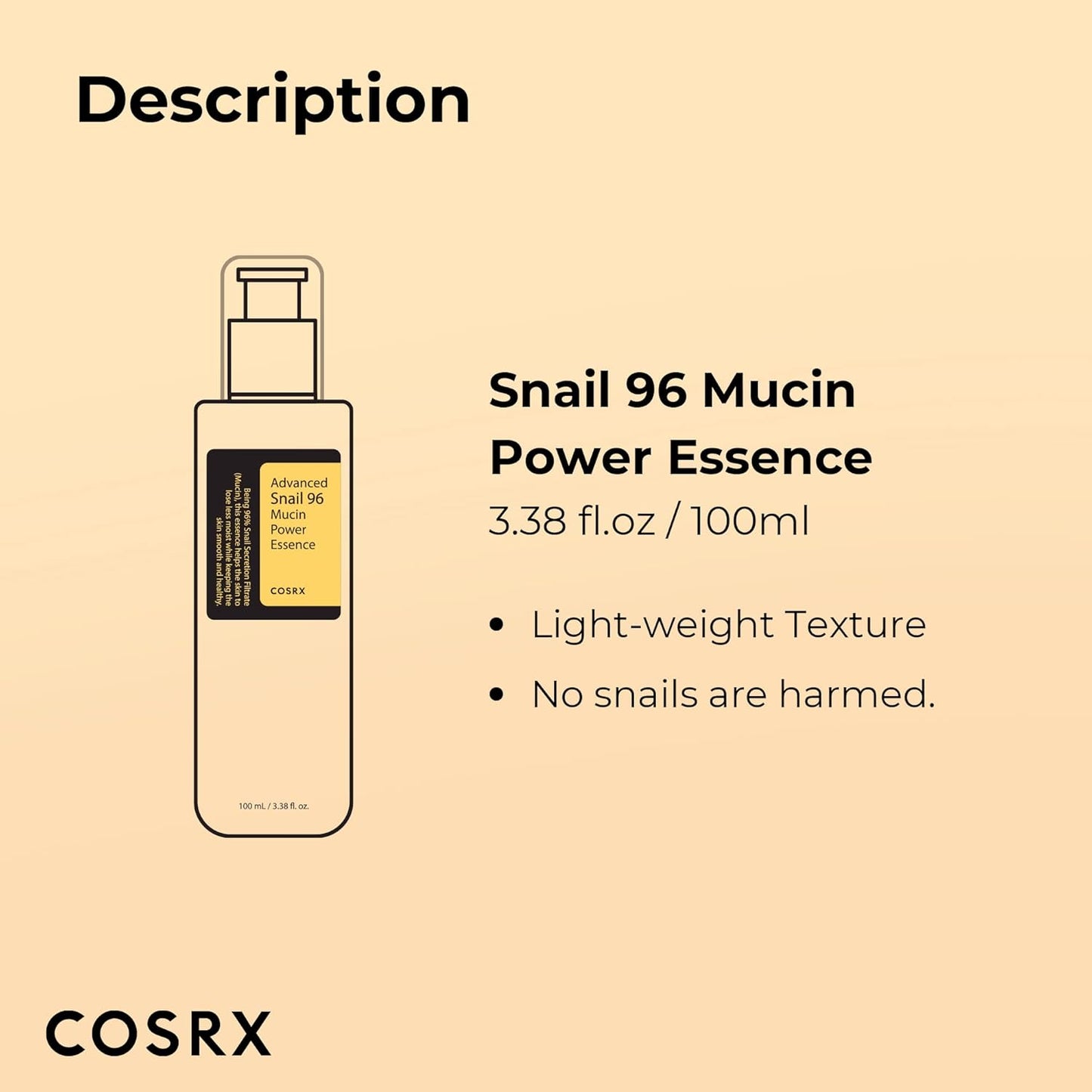 COSRX Advanced Snail Mucin 96% Power Repairing Essence 3.38 fl.oz 100ml